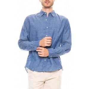 Frank & Eileen | Men's Blue Finbar Linen Button Down Shirt | Large
